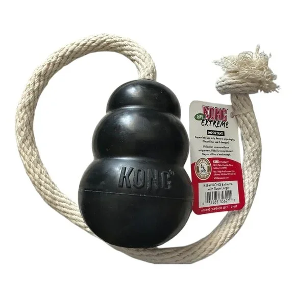 KONG Extreme on Rope Fetch Tug Durable Dog Toy Heavy Chewer Power Chewers NEW - Picture 2 of 11